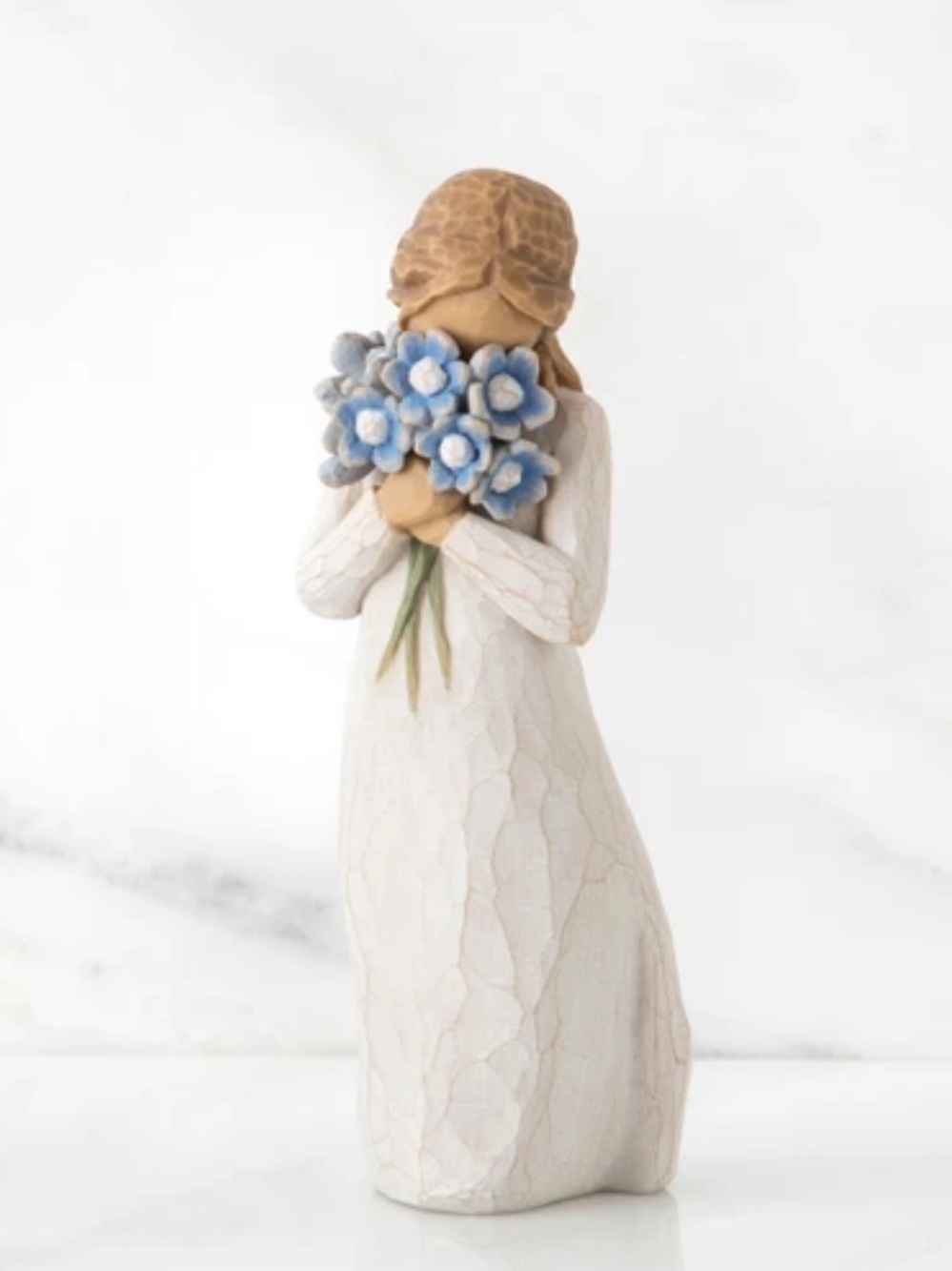 Willow Tree Blue Flower Bouquet Forget-Me-Not Sculpted Figure